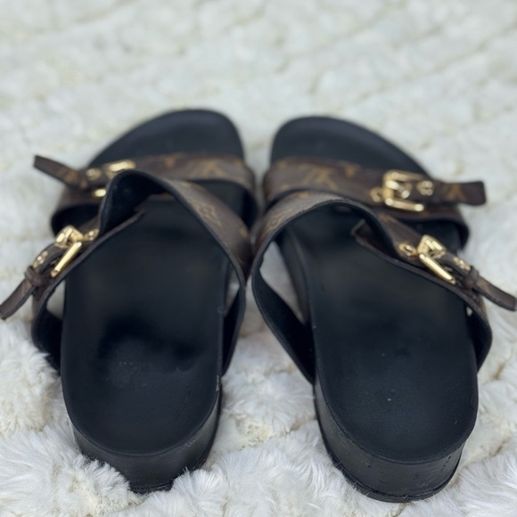 Louis Vuitton Monogram Brown and Gold Slides Size 8 - Picture 7 of 11